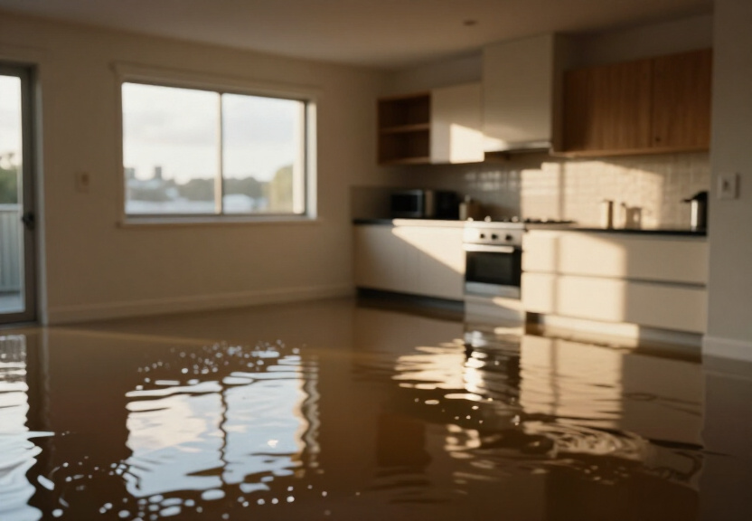 Flooded apartment in Manahan before cleanup